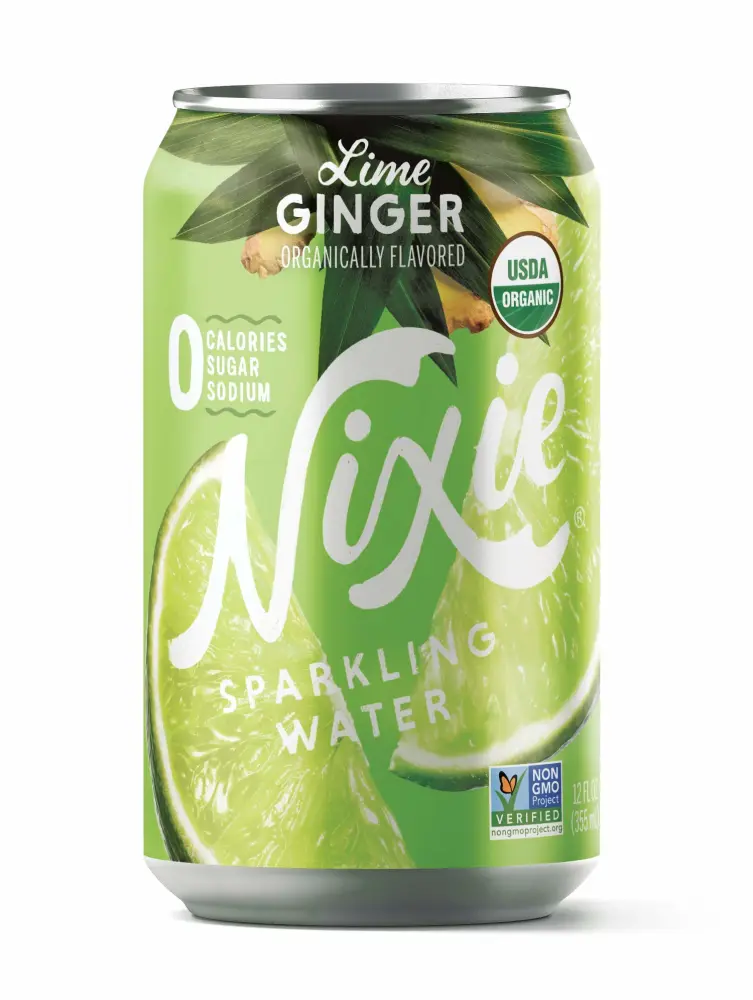 Nixie Sparkling Water, Lime Ginger | 12 fl oz cans, 24 pack | Organic, Vegan, Non-GMO, Gluten Free, 0 Calories, 0 Sugar, 0 Sodium