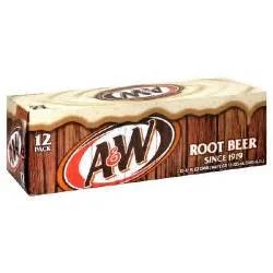 A&W Root Beer Soda, 12 fl oz cans, 12 pack