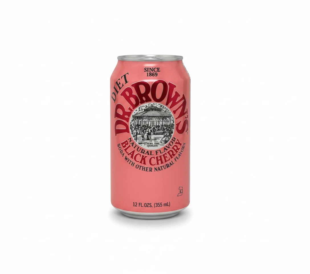 Dr. Browns Black Diet Cherry Soda 12oz (355ml)., 6 Pack