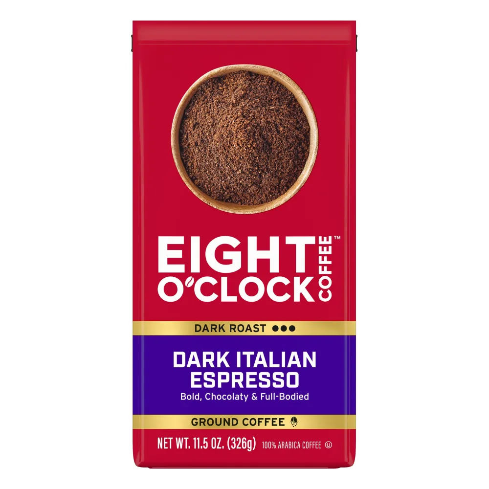 Eight O'Clock Coffee Dark Italian Espresso, 11 Ounce (Pack of 6), Dark Roast Ground Coffee 100% Arabica, Bold & Chocolaty