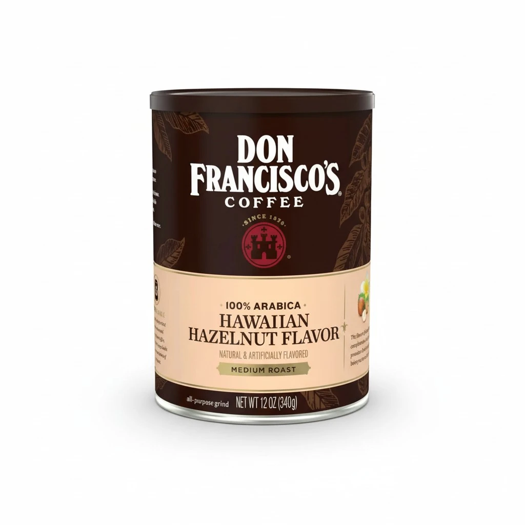 Don Francisco's Hawaiian Hazelnut Ground Flavored Coffee: Rich, Aromatic 100% Arabica Beans - (12 oz Recyclable Cans)