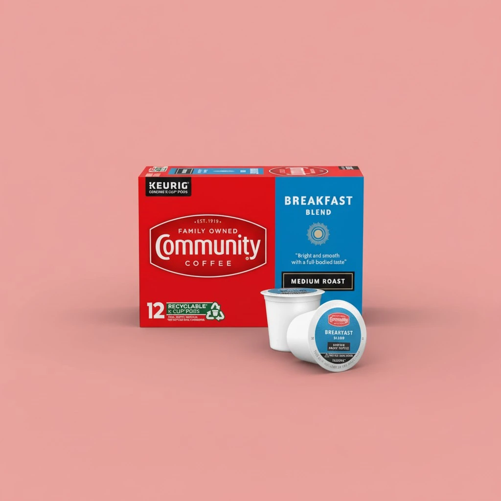 Community Coffee Breakfast Blend 12 Count Coffee Pods, Medium Roast, Compatible with Keurig 2.0 K-Cup Brewers, 12 Count (Pack of 1)