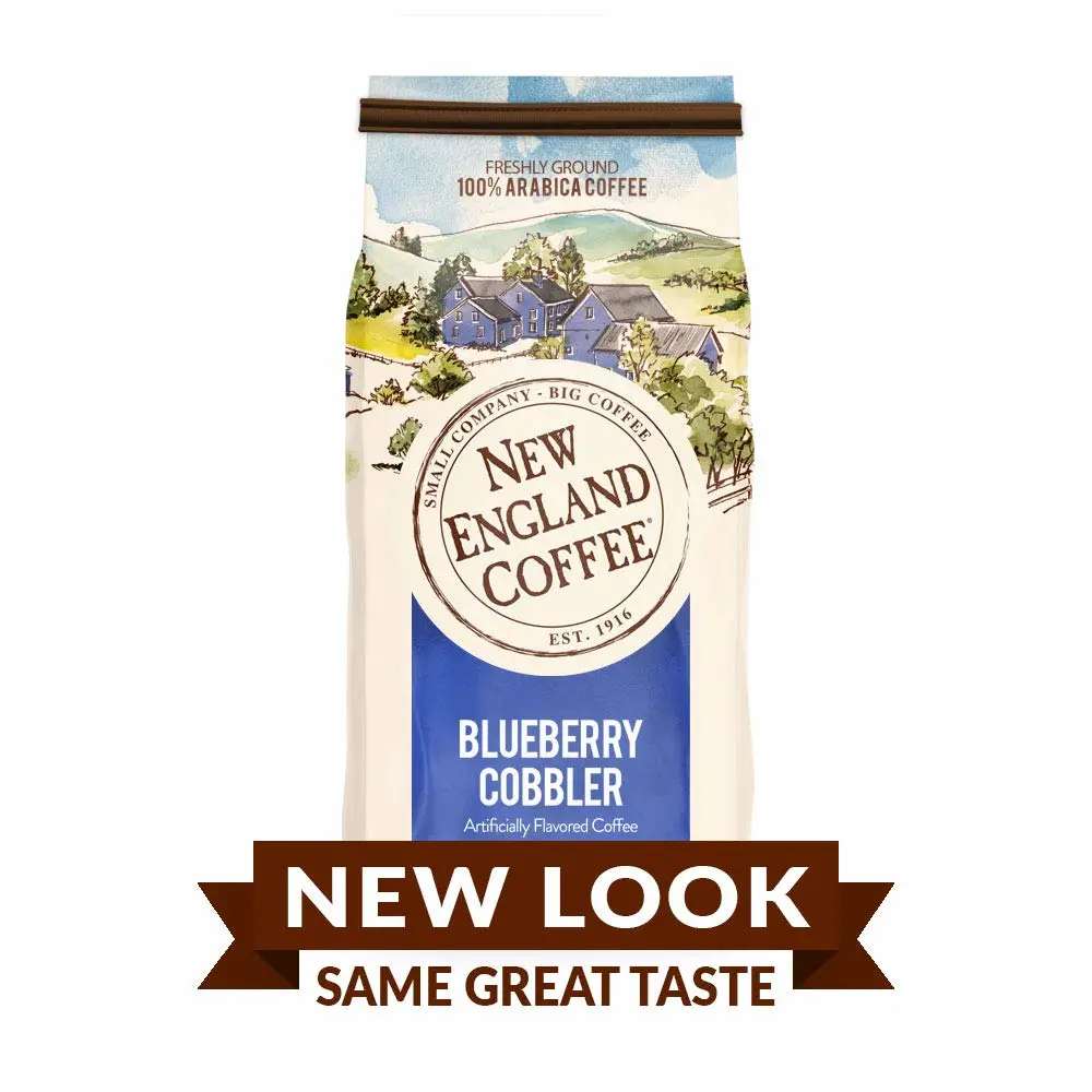 New England Coffee Blueberry Cobbler Medium Roast Ground Coffee, 11oz Bag (Pack of 3)
