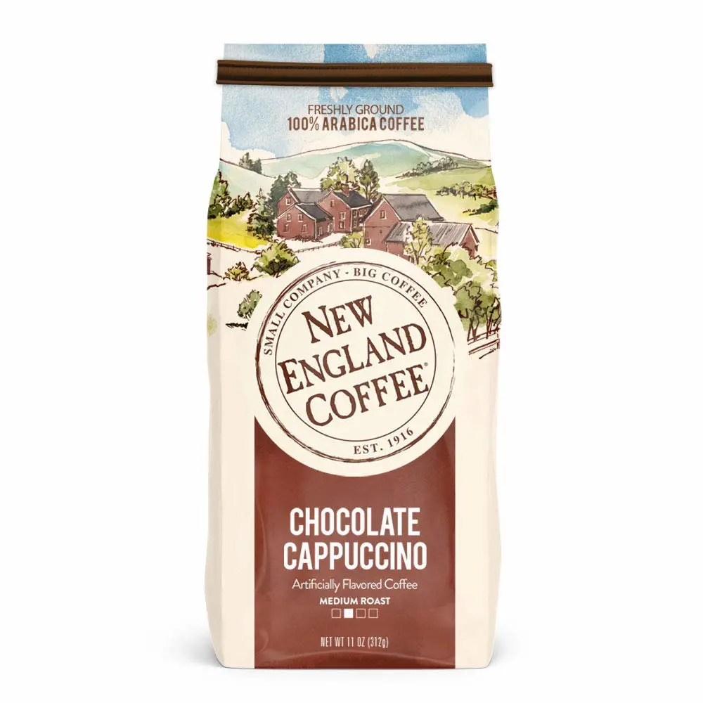 New England Coffee Chocolate Cappuccino Medium Roast Ground Coffee, 11oz Bag (Pack of 1)