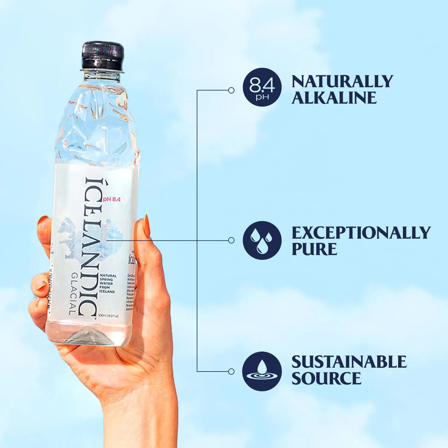 Icelandic Glacial Natural Spring Alkaline Water, 33.81 Fl Oz (Pack of 12), 405.6 Fl Oz