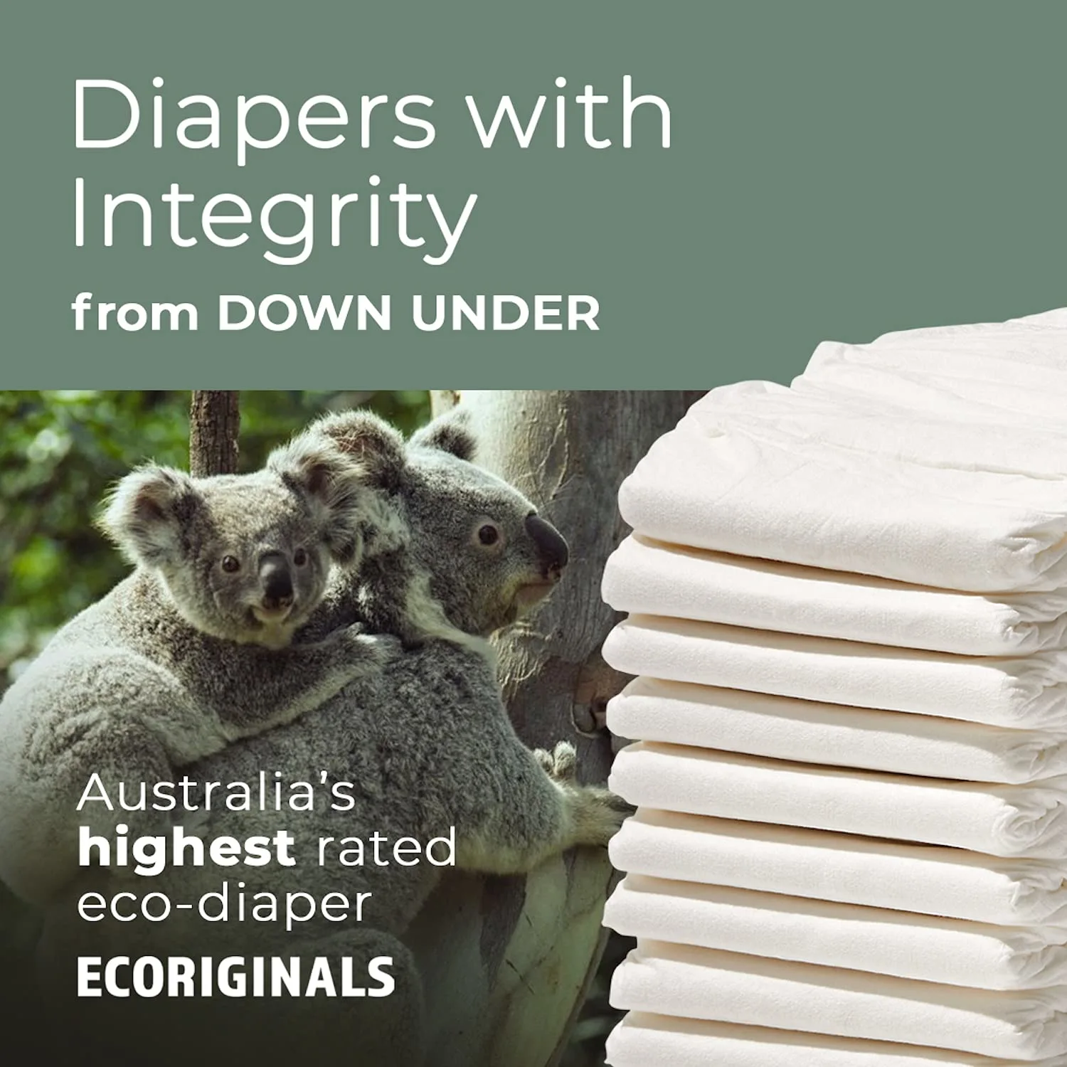 Ecoriginals Eco Disposable Diapers | Infant Baby Size 2, 8-15lbs | 6 Pack, 156 Count | Plant-Based, Non-Toxic