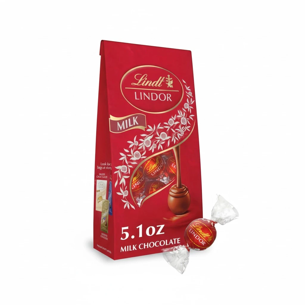 Lindt LINDOR Milk Chocolate Candy Truffles, Milk Chocolate with Smooth, Melting Truffle Center, 5.1 oz. Bag