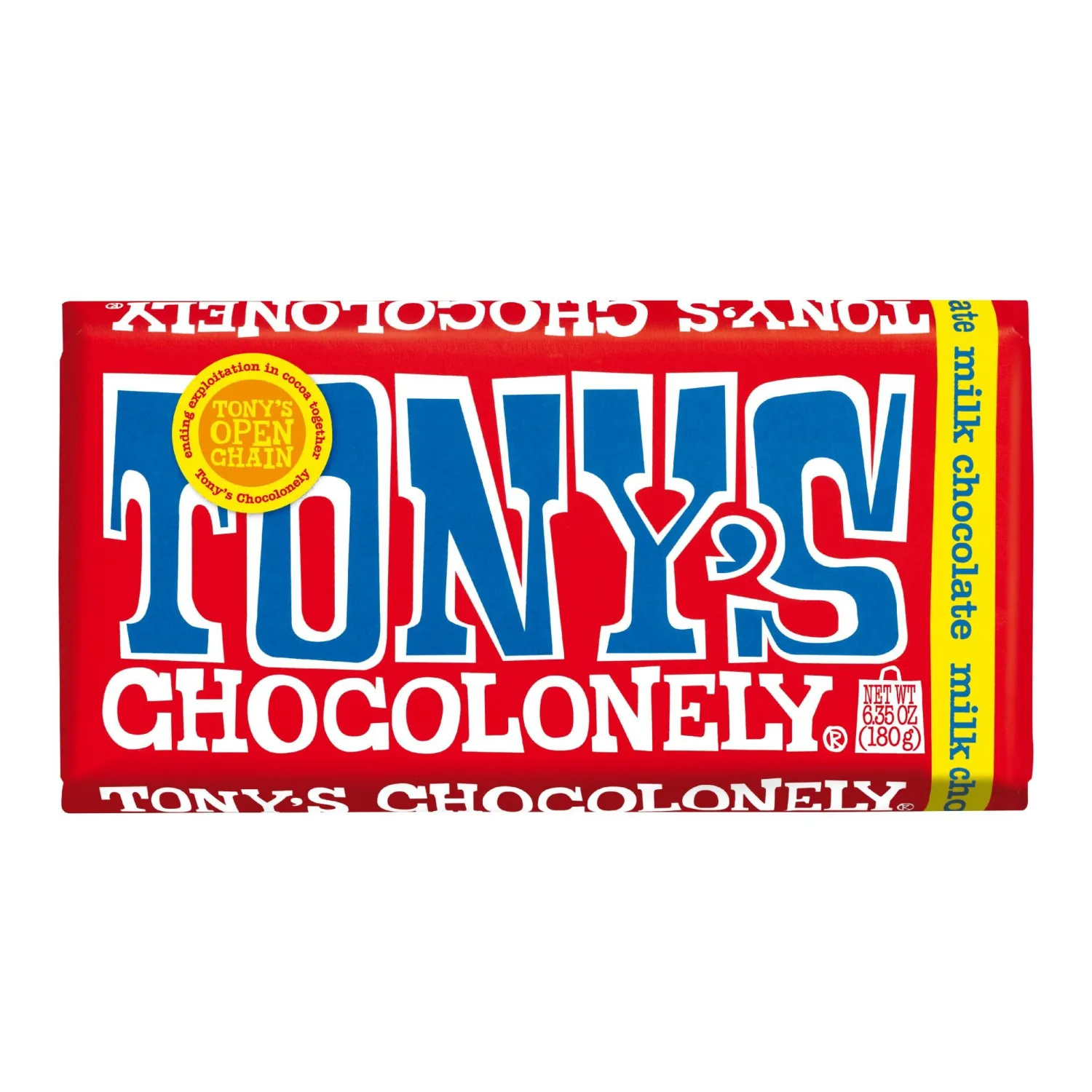 Tony's Chocolonely 32% Milk Chocolate Bar - Belgium Chocolate, No Artificial Flavoring, Fairtrade & B Corp Certified - 6.35 Oz