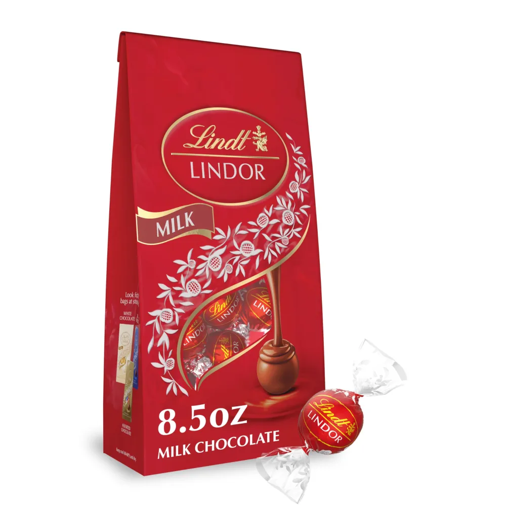 Lindt LINDOR Milk Chocolate Candy Truffles, Chocolates with Smooth, Melting Truffle Center, 8.5 oz. Bag