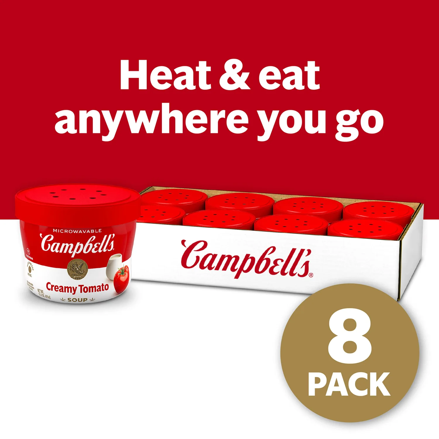 Campbell's Creamy Tomato Soup, 15.4 Oz Microwavable Bowl (Case of 8)
