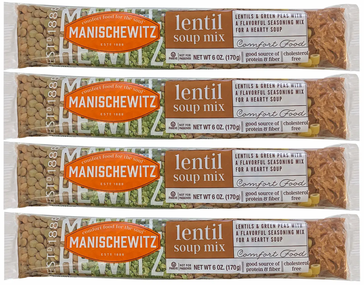 Manischewitz Lentil Soup Mix (4 Pack) Cello Soup Mix