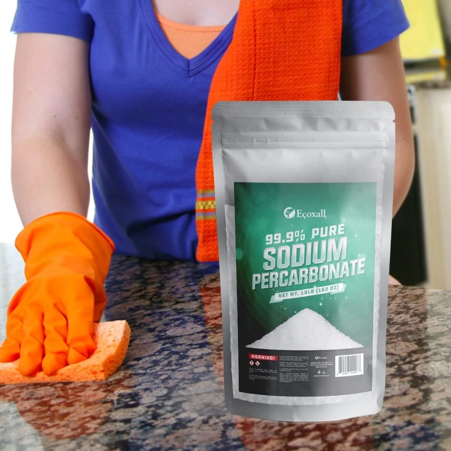Premium Sodium Percarbonate - 2 Pound - 99.9% Oxygen Bleach Powder - Multipurpose Cleaner - For Laundry Stain Removal, Dishwasher, Deodorizer - Powder Stain Remover - Industrial Grade Strength