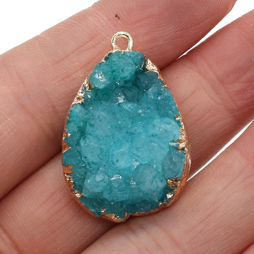 Natural Stone Crystal Cluster Pendant Droplet Shape