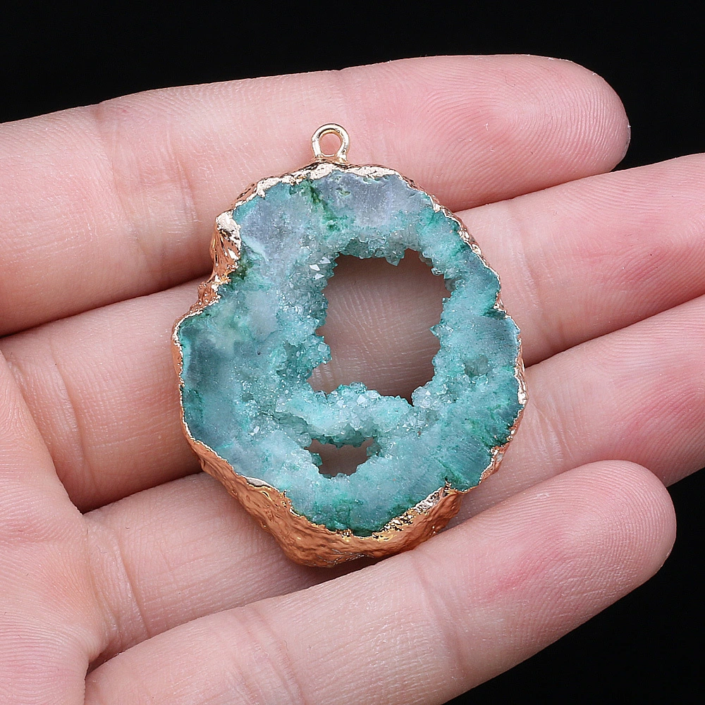 Natural Stone Semi-precious Pendant Irregular Electroplating