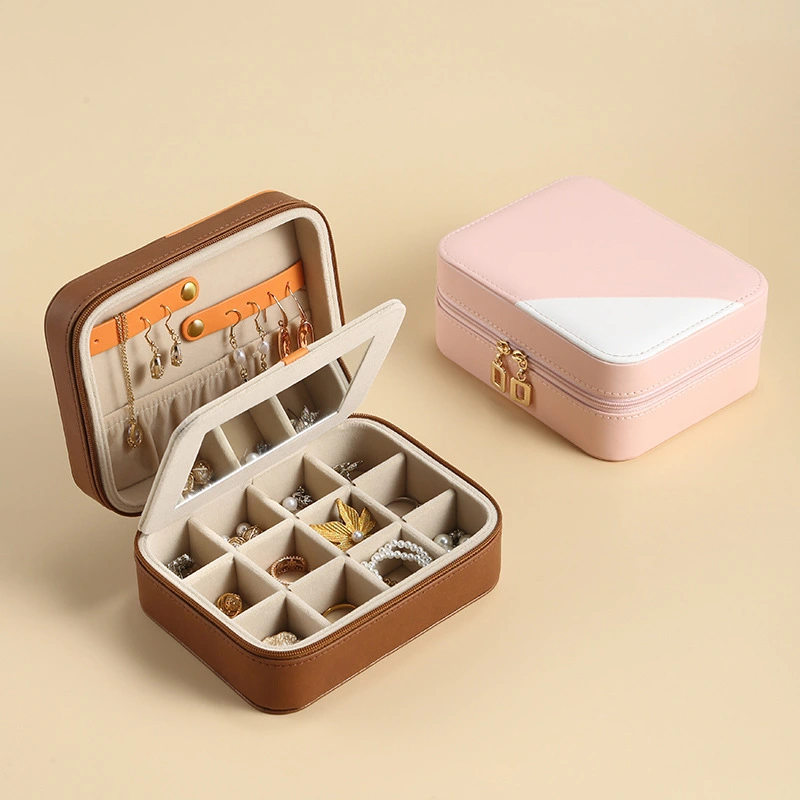 Multifunctional leather simple Korean jewelry box