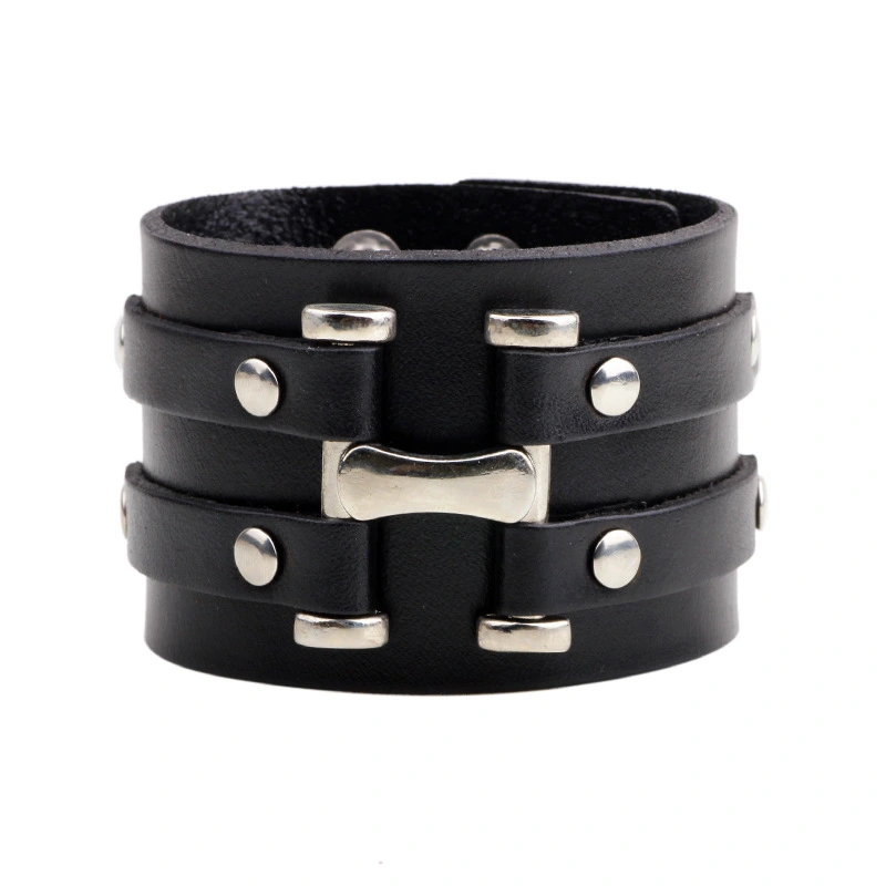 Retro fashion punk leather bracelet