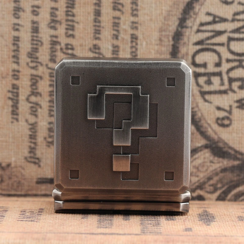 Retro gun color square question mark pocket watch