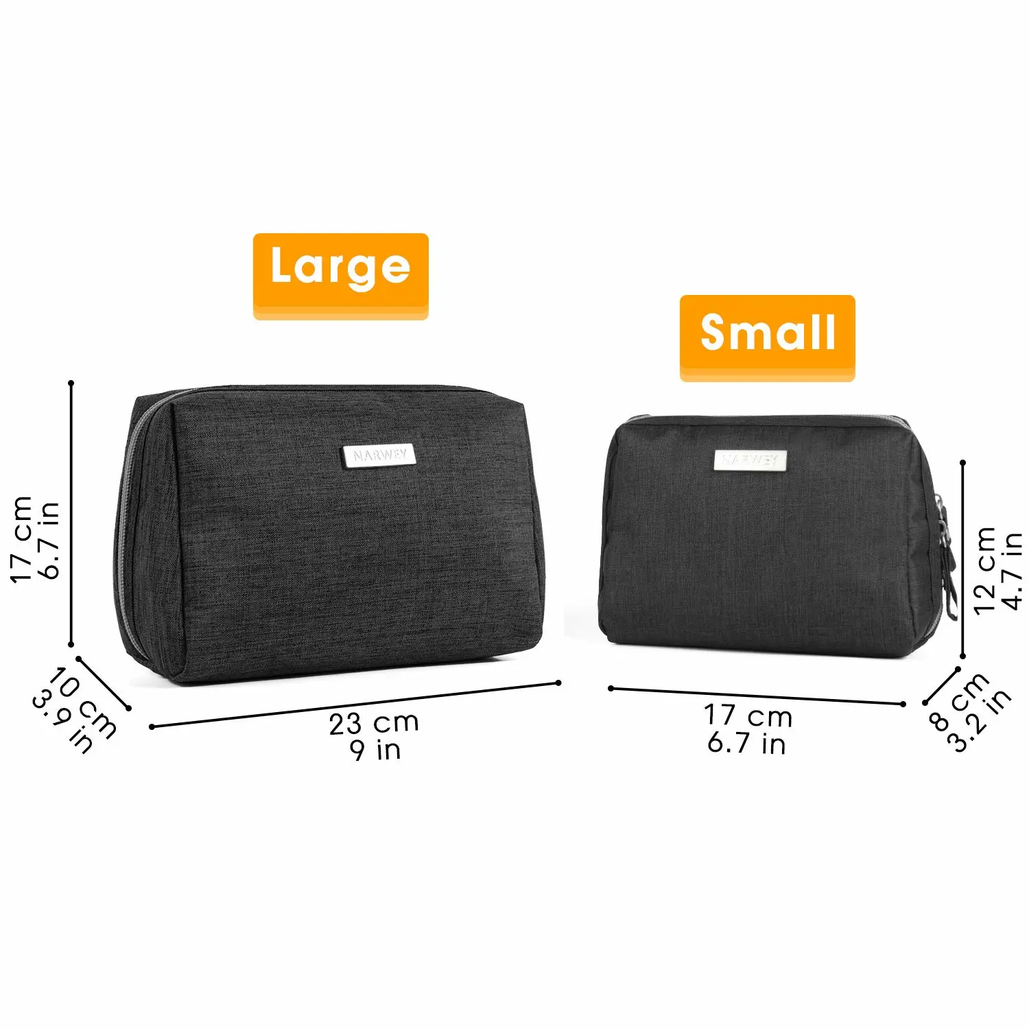 Large Makeup Bag Zipper Pouch Travel Cosmetic Organizer for Women (Large, Black)