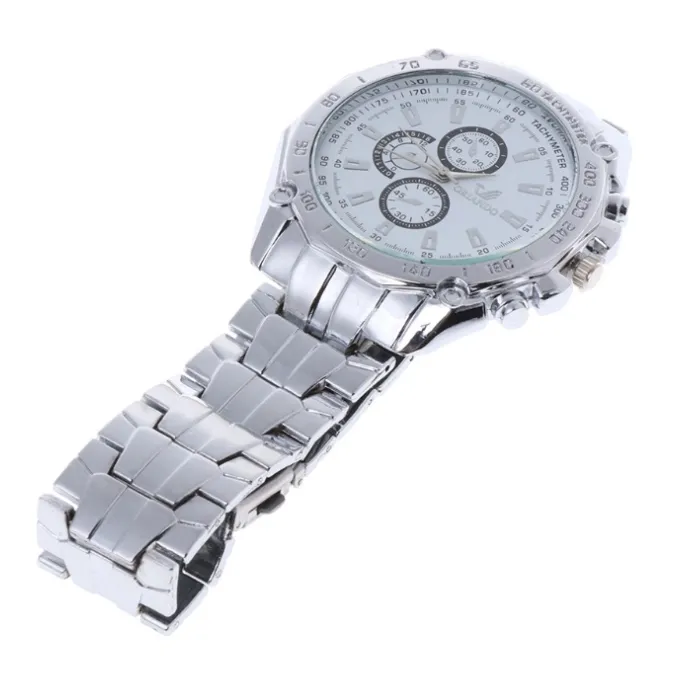 Three Eyes Six Hands Geneva Steel Band Watch