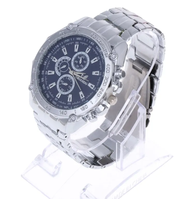 Three Eyes Six Hands Geneva Steel Band Watch