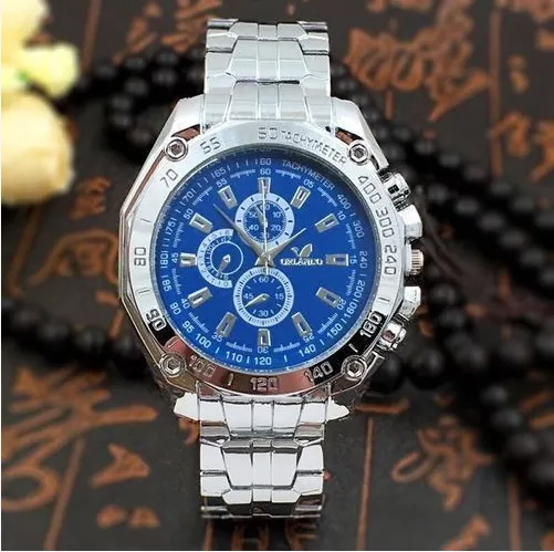 Three Eyes Six Hands Geneva Steel Band Watch