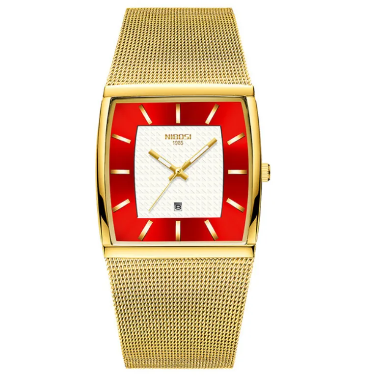 Casual square personality mesh belt watch