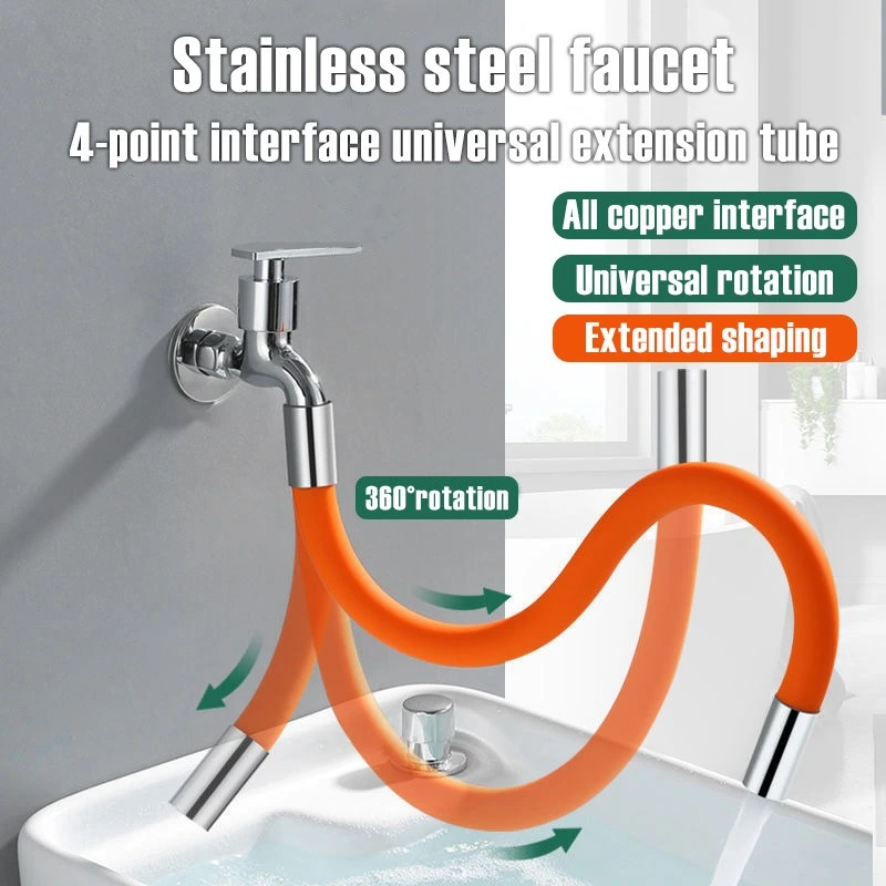 Faucet Extension Extender Bathroom 360 Rotation Adjust Free Bending Faucet Splash-proof Universal Extension Tube For Wash Basin