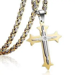 European And American Men's Personalized Titanium Steel Manly Cross Pendant Necklace