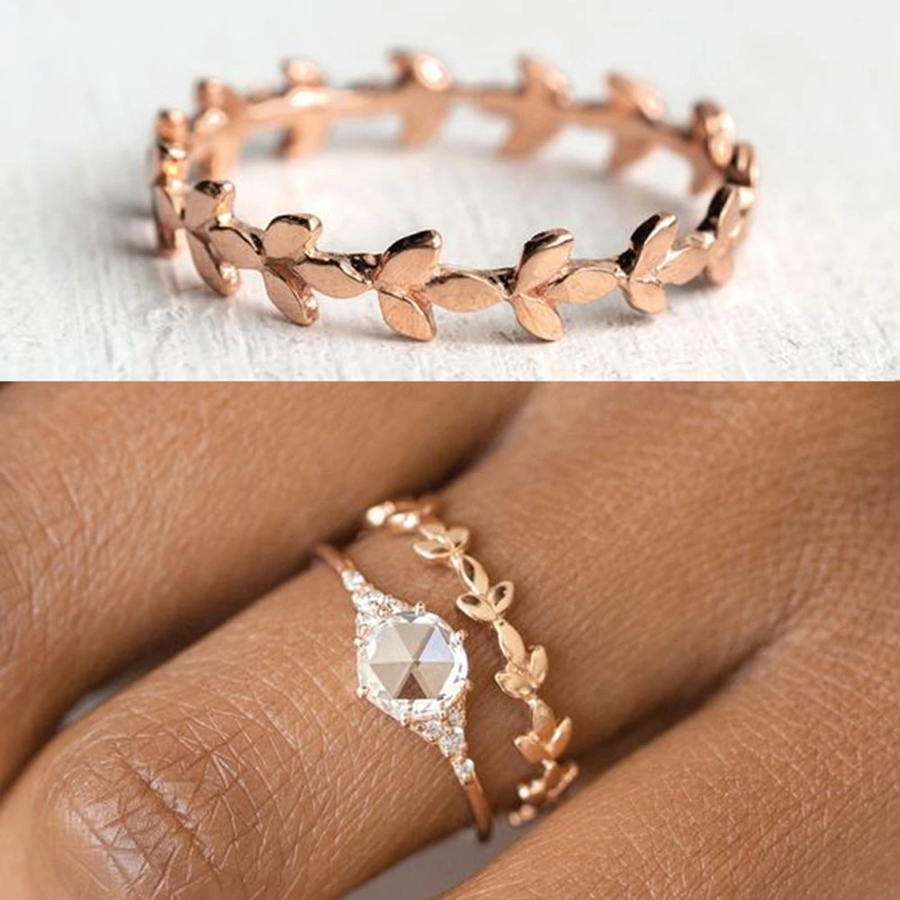 Temperament And Fashion Rose Gold Small Flower Rattan Pattern Ring