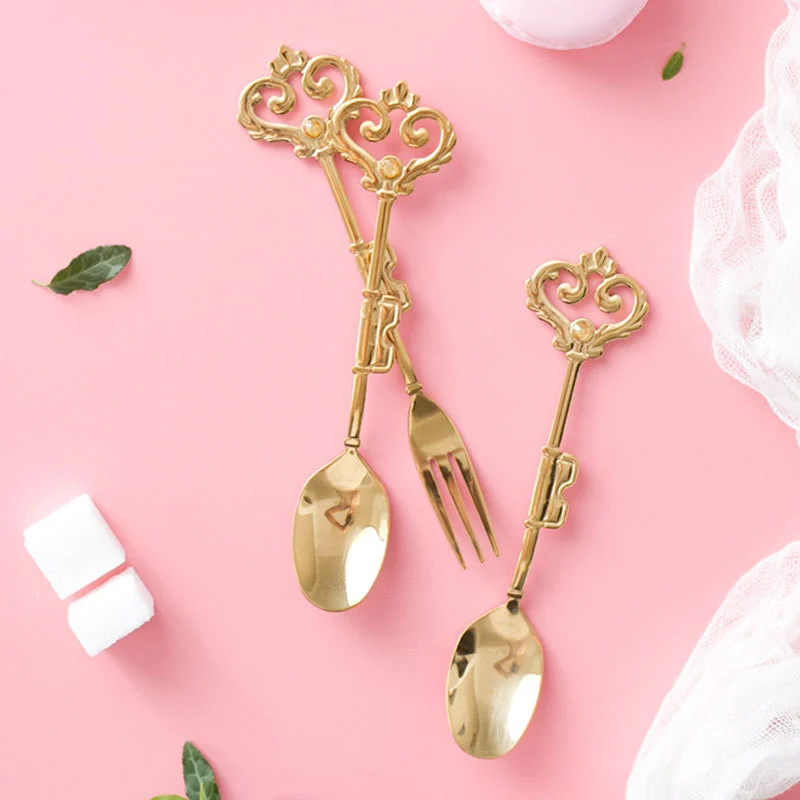 Gold Vintage Crown Dessert Spork