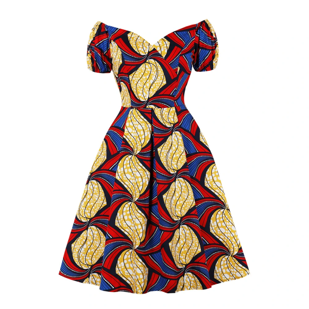 New Printed Temperament 40S Retro Swing Dress