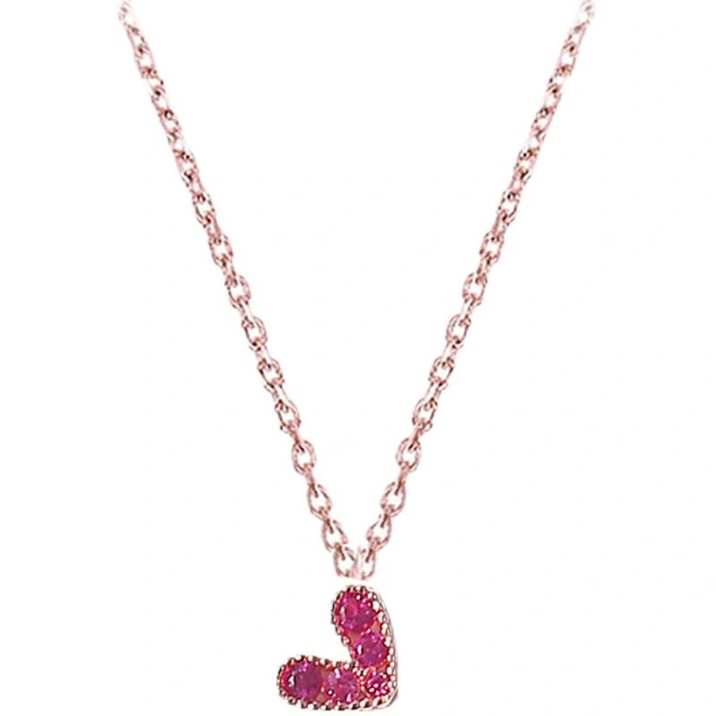 Simple Love Pendant 18K Rose Gold Plated Peach Heart Necklace For Women