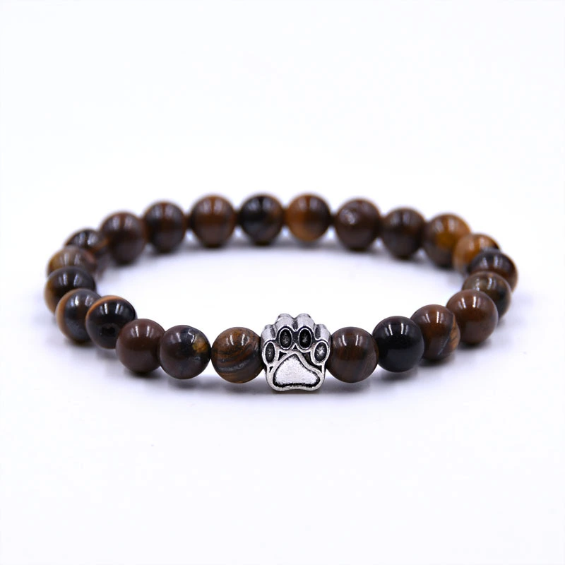 Volcanic Stone Dog Paw Bracelet Tiger Eye Stone