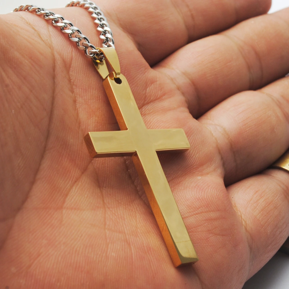 Simple Light Plate Cross Necklace