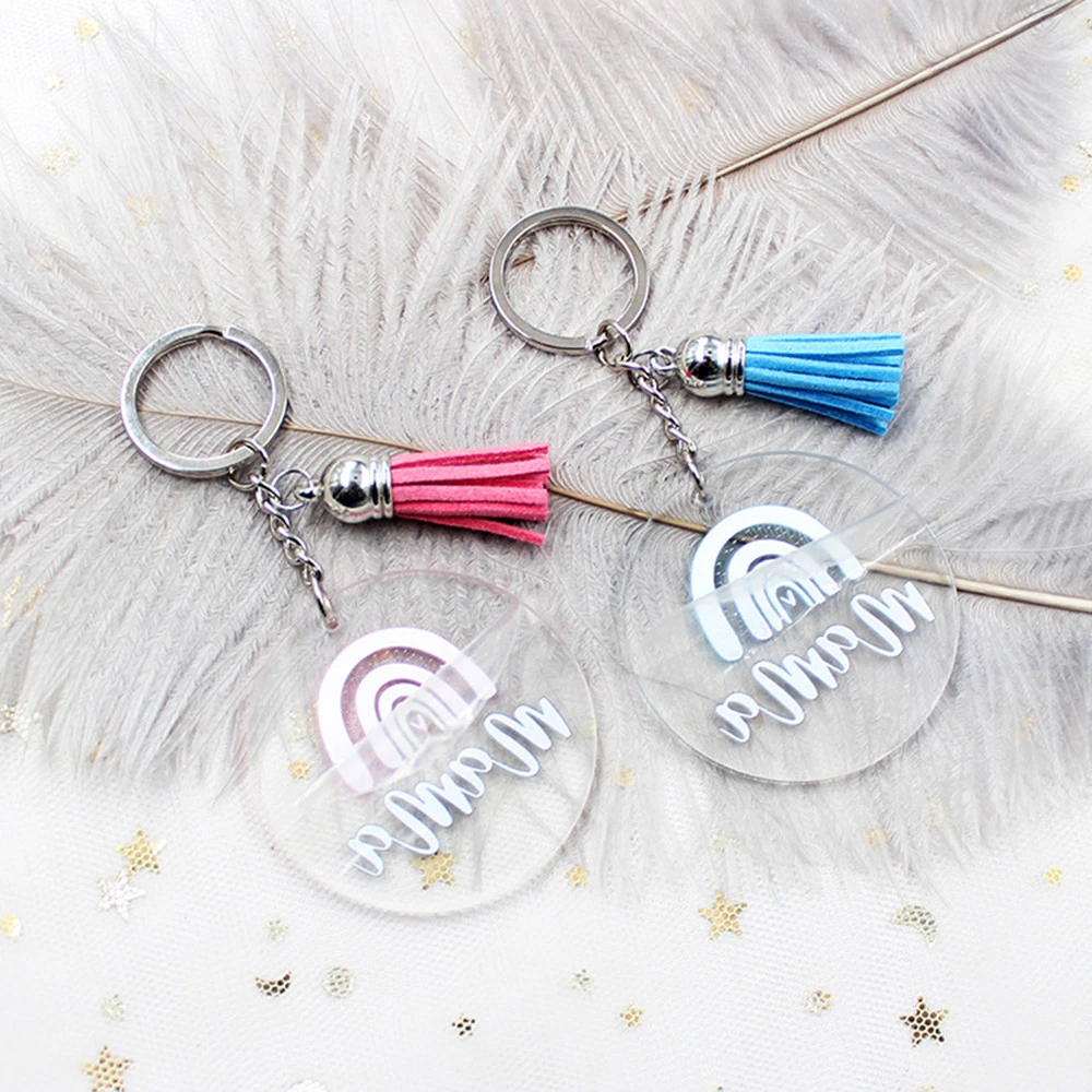 Keychain Ladies Gift Battery Glitter Acrylic