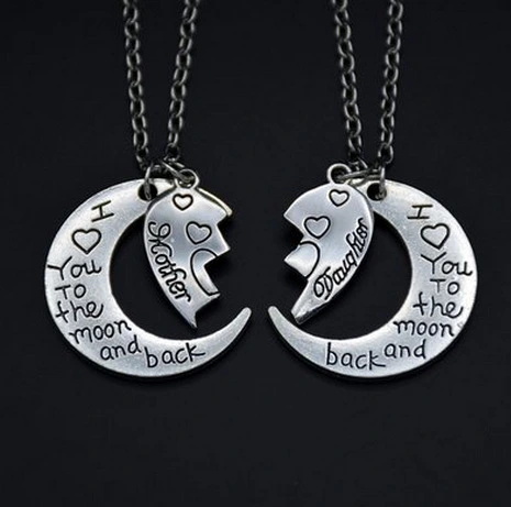I Love You To The Moon And Back Mother Daughter Necklace