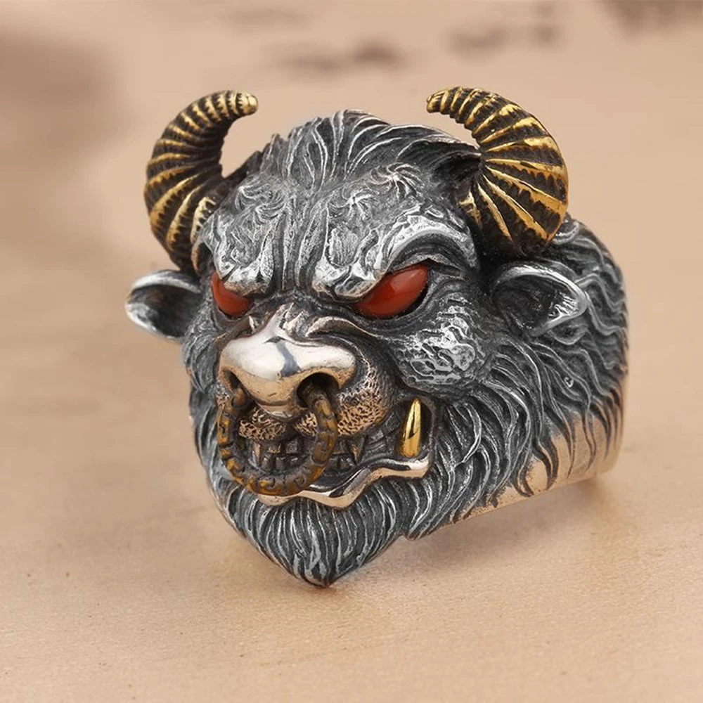 Men's Domineering Personality Handmade Bull Head Ring