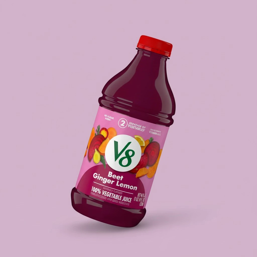 V8 Beet Ginger Lemon 100% Vegetable Juice, Naturally Flavored Vegetable Juice From Concentrate, 46 FL OZ Bottle (Pack of 6)