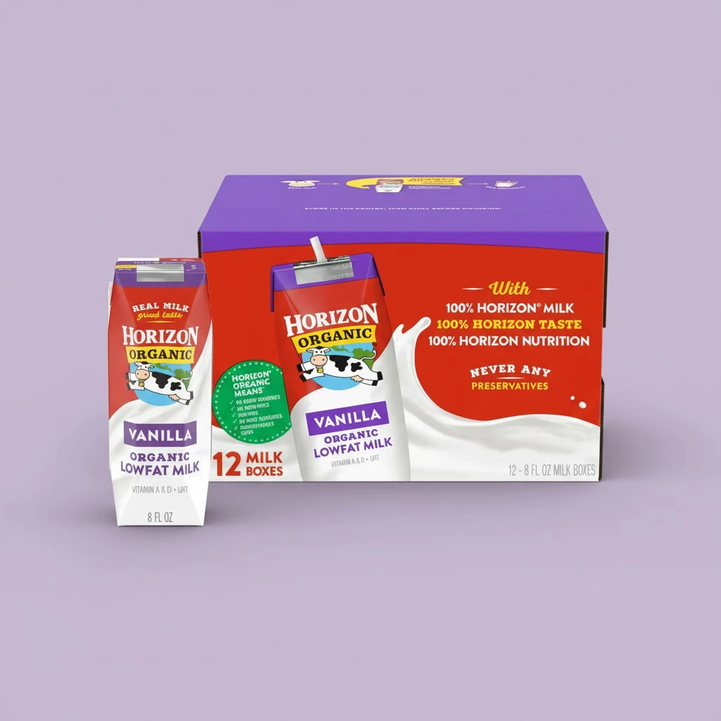 Horizon Organic Shelf-Stable 1% Low Fat milk Boxes, Vanilla, 8 oz., 12 Pack
