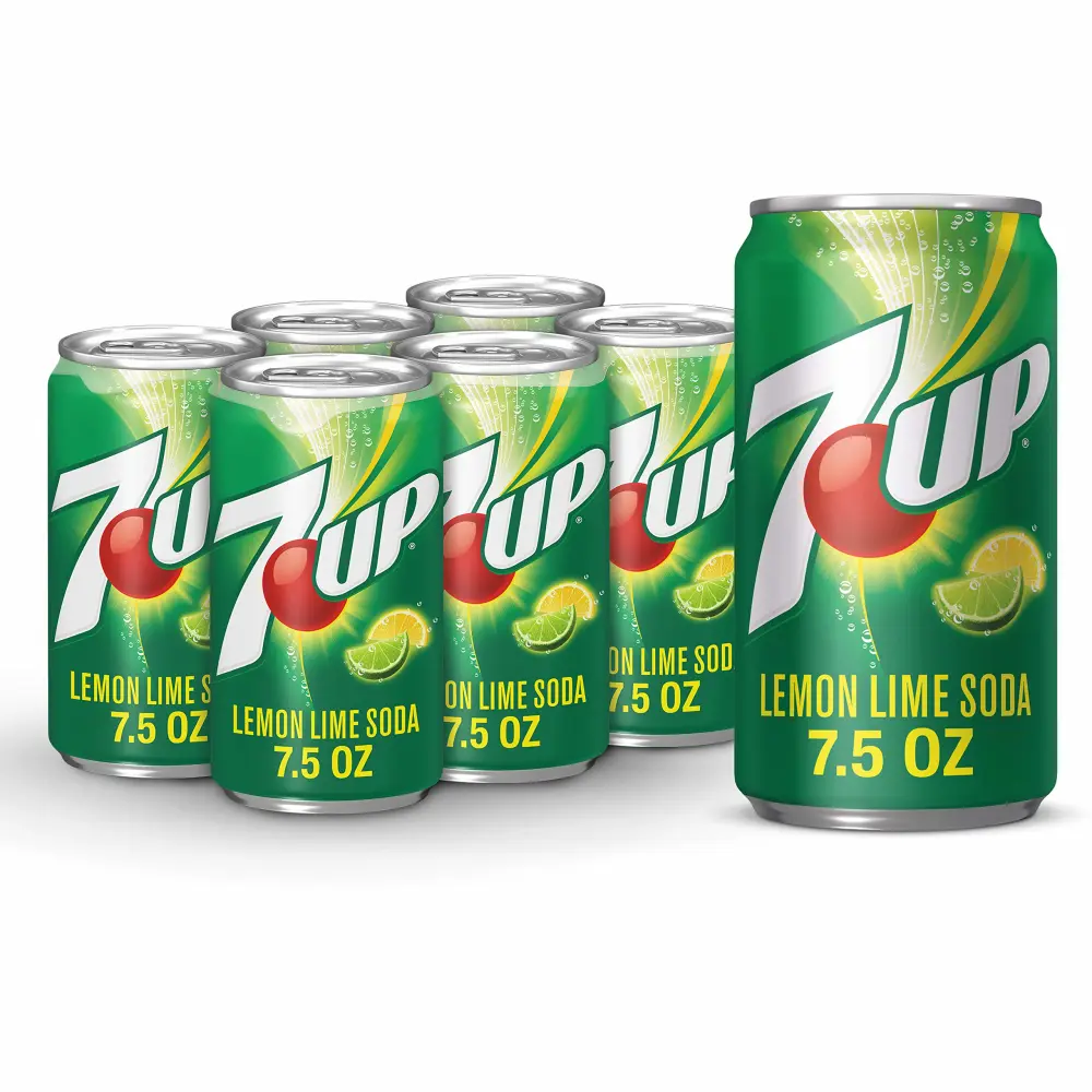 7UP Lemon Lime Soda, 7.5 Fl Oz Cans, 6 Pack