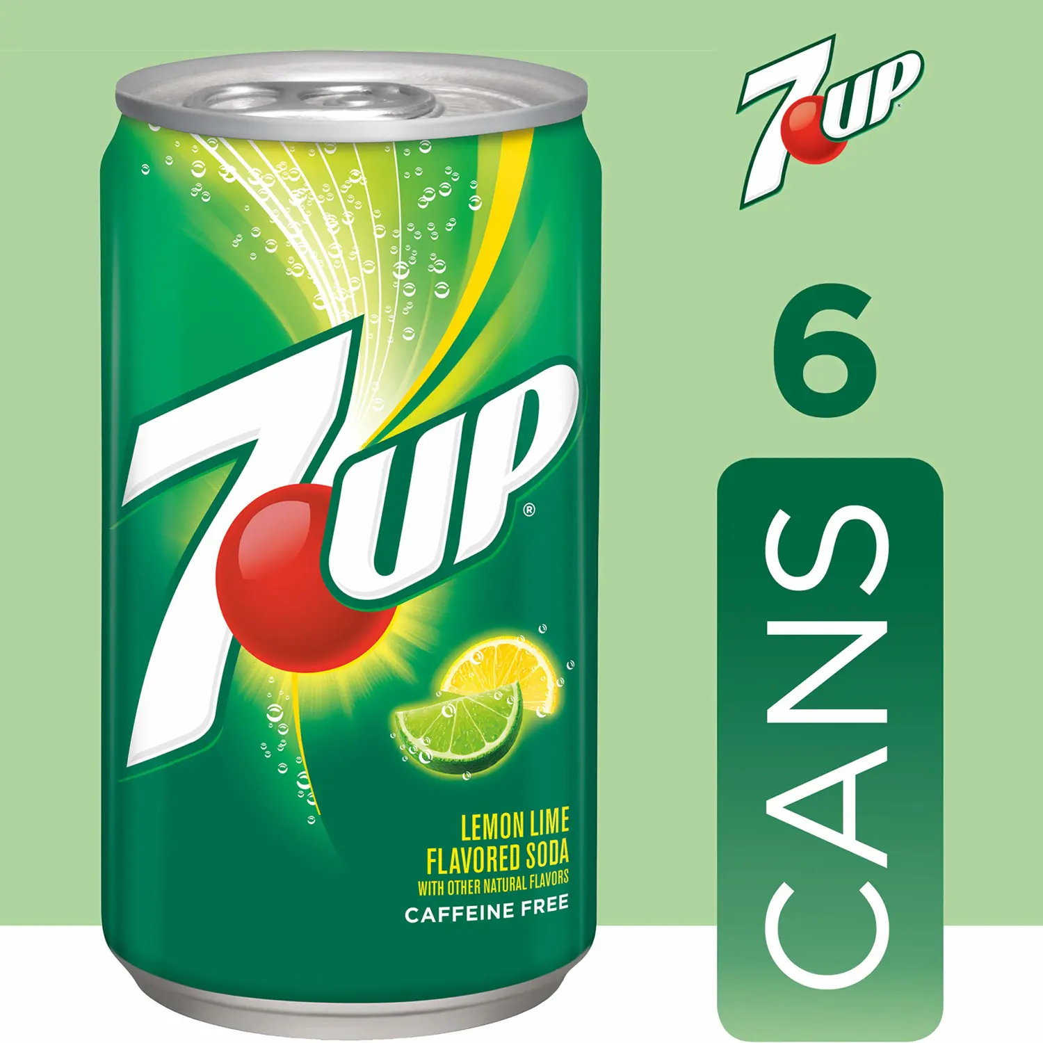 7UP Lemon Lime Soda, 7.5 Fl Oz Cans, 6 Pack