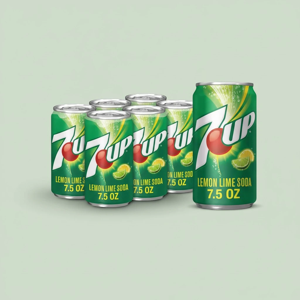 7UP Lemon Lime Soda, 7.5 Fl Oz Cans, 6 Pack