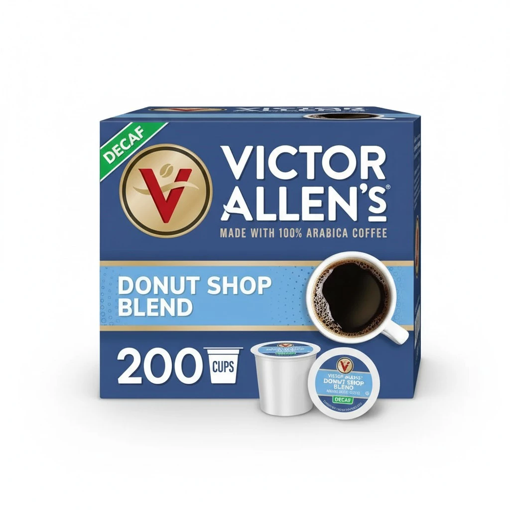 Victor Allen's Coffee Decaf Donut Shop Blend, Medium Roast, 200 Count, Single Serve Coffee Pods for Keurig K-Cup Brewers