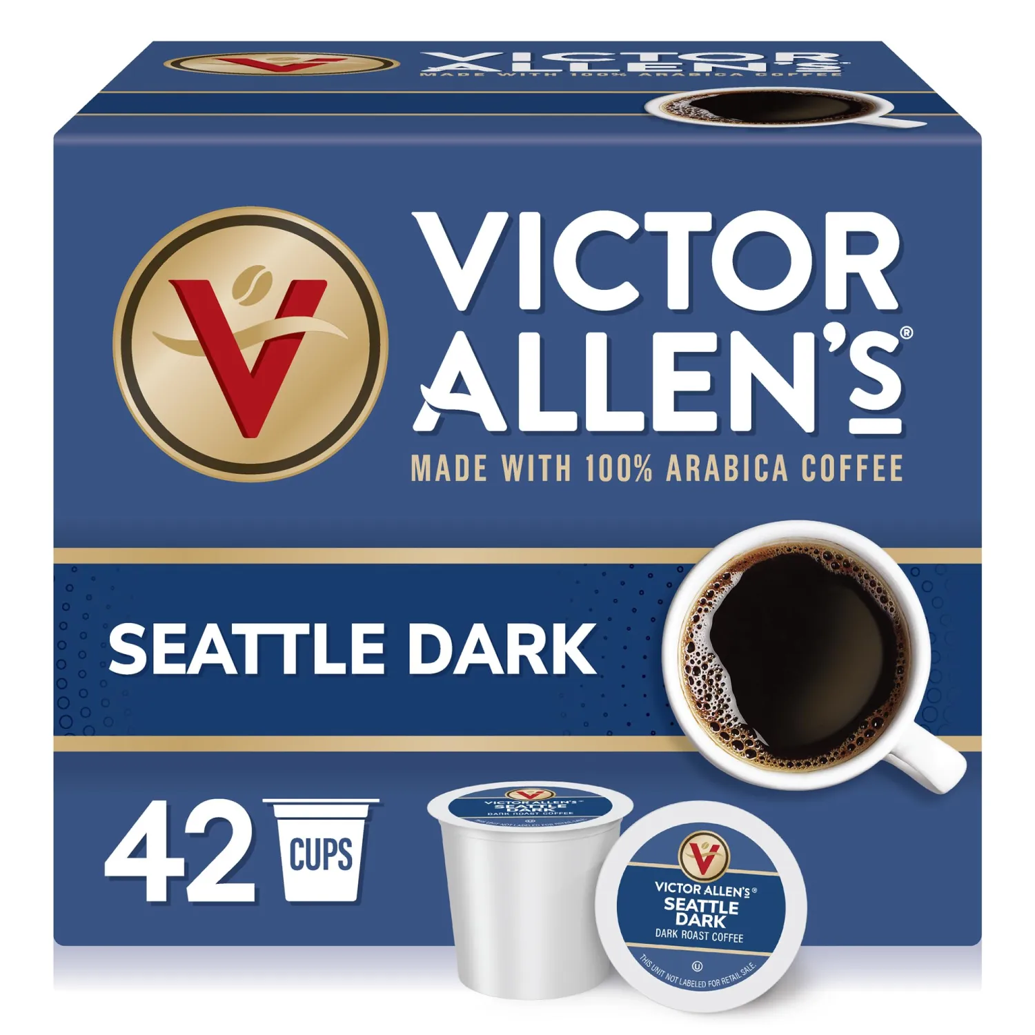 Victor Allen's Coffee Seattle Dark, Dark Roast, 42 Count, Single Serve Coffee Pods for Keurig K-Cup Brewers