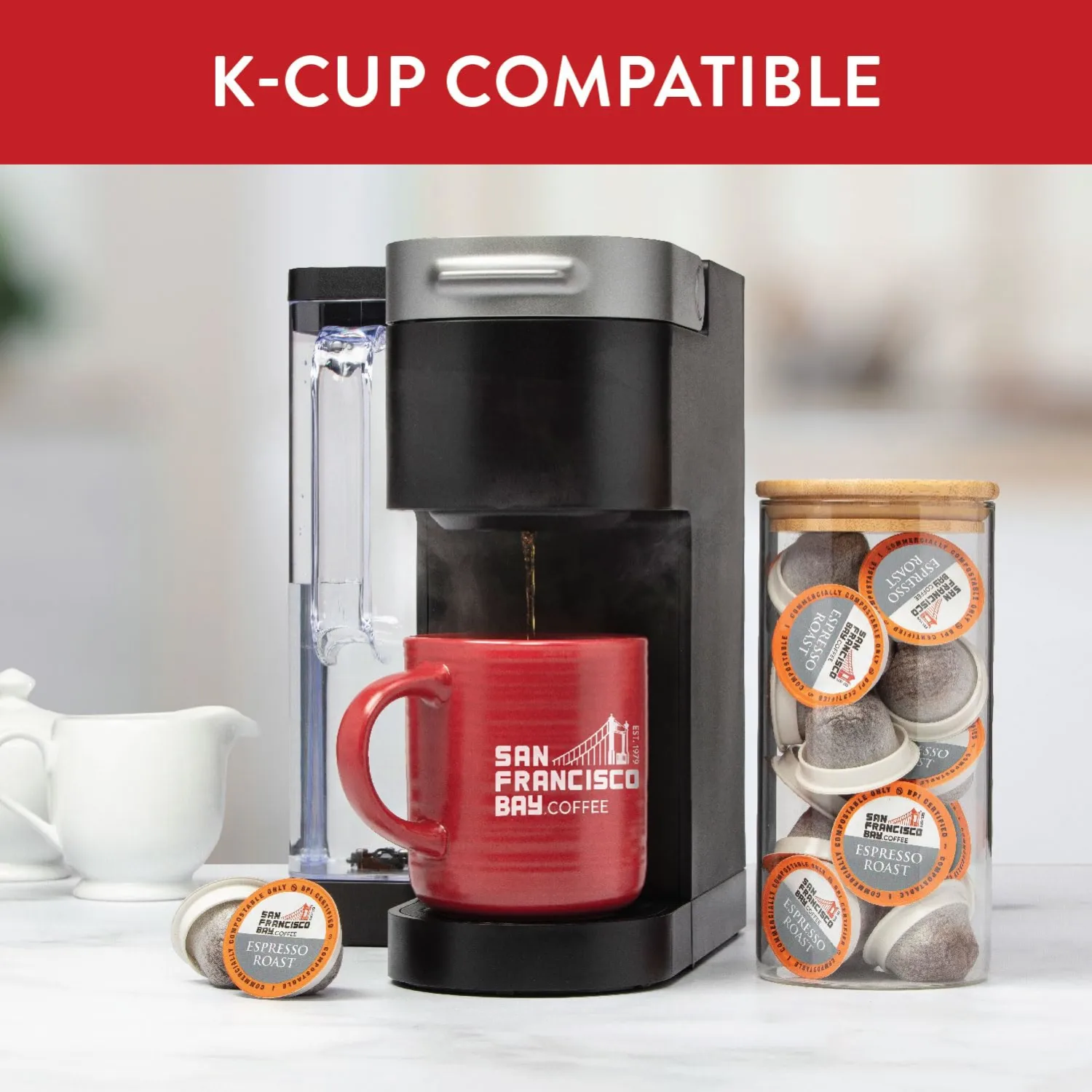 San Francisco Bay Compostable Coffee Pods - Espresso Roast (12 Ct) K Cup Compatible including Keurig 2.0, Dark Roast
