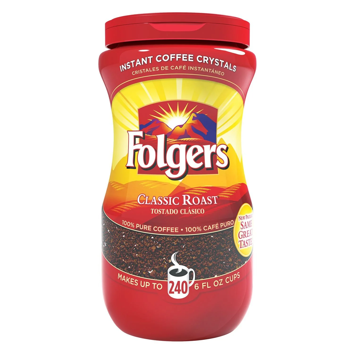 Folgers Instant Coffee Crystals, Classic Roast, 16 Ounce
