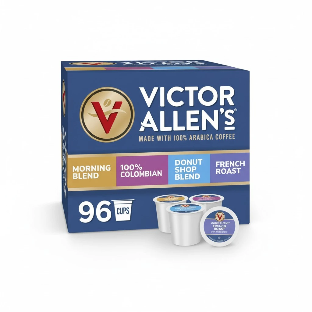 Victor Allen's Coffee Variety Pack (Morning Blend, 100% Colombian, Donut Shop Blend, and French Roast), 96 Count, Single Serve Coffee Pods for Keurig K-Cup Brewers