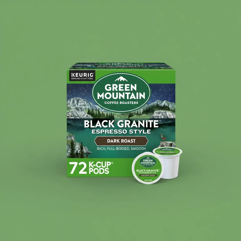 Green Mountain Coffee Roasters Black Granite, Keurig Single Serve K-Cup Pods, Espresso Style Dark Roast, 72 Count