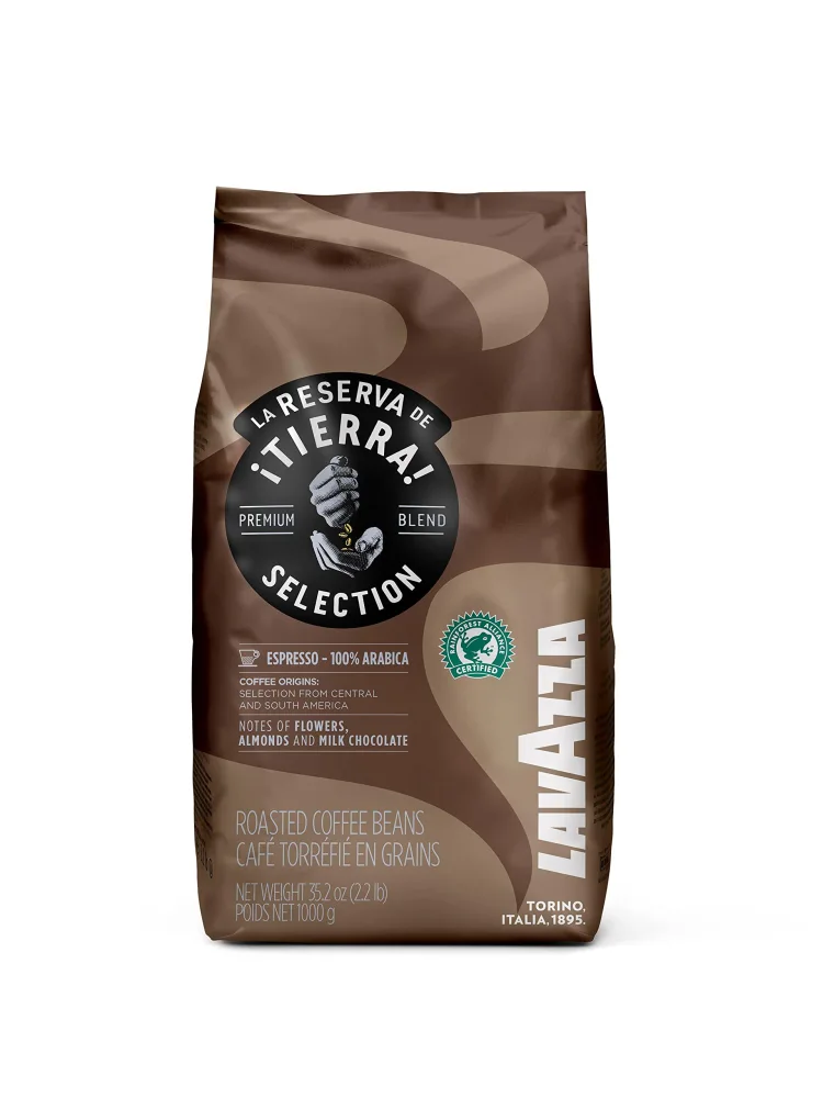 Lavazza Tierra! Selection Whole Bean Coffee Blend, Medium Roast, 2.2LB Bag , 100% Arabica, Rainforest Alliance Certified, sustainably grow