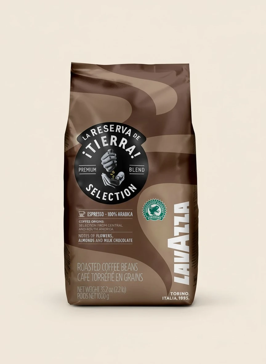Lavazza Tierra! Selection Whole Bean Coffee Blend, Medium Roast, 2.2LB Bag , 100% Arabica, Rainforest Alliance Certified, sustainably grow